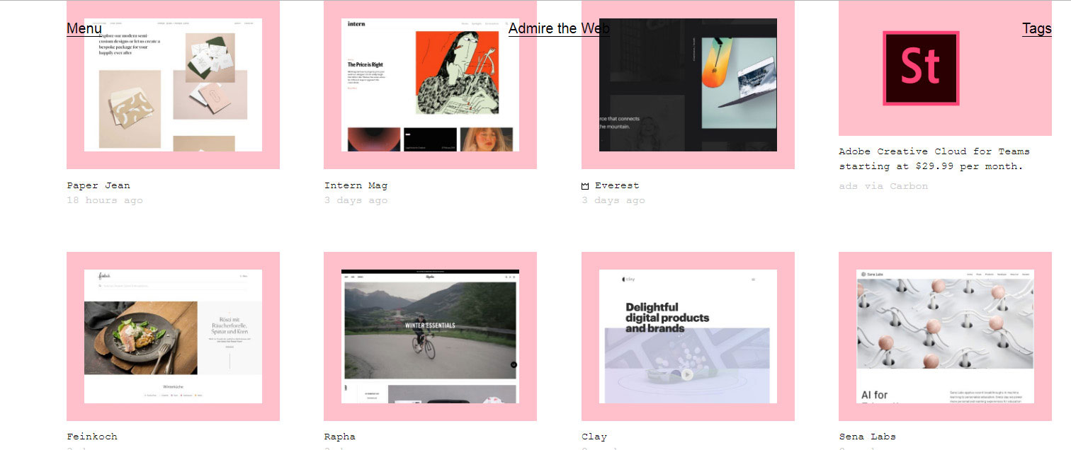 admiretheweb Website inspiration: where to look for the recent design trends
