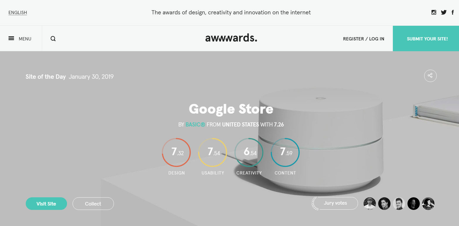 awwards Website inspiration: where to look for the recent design trends