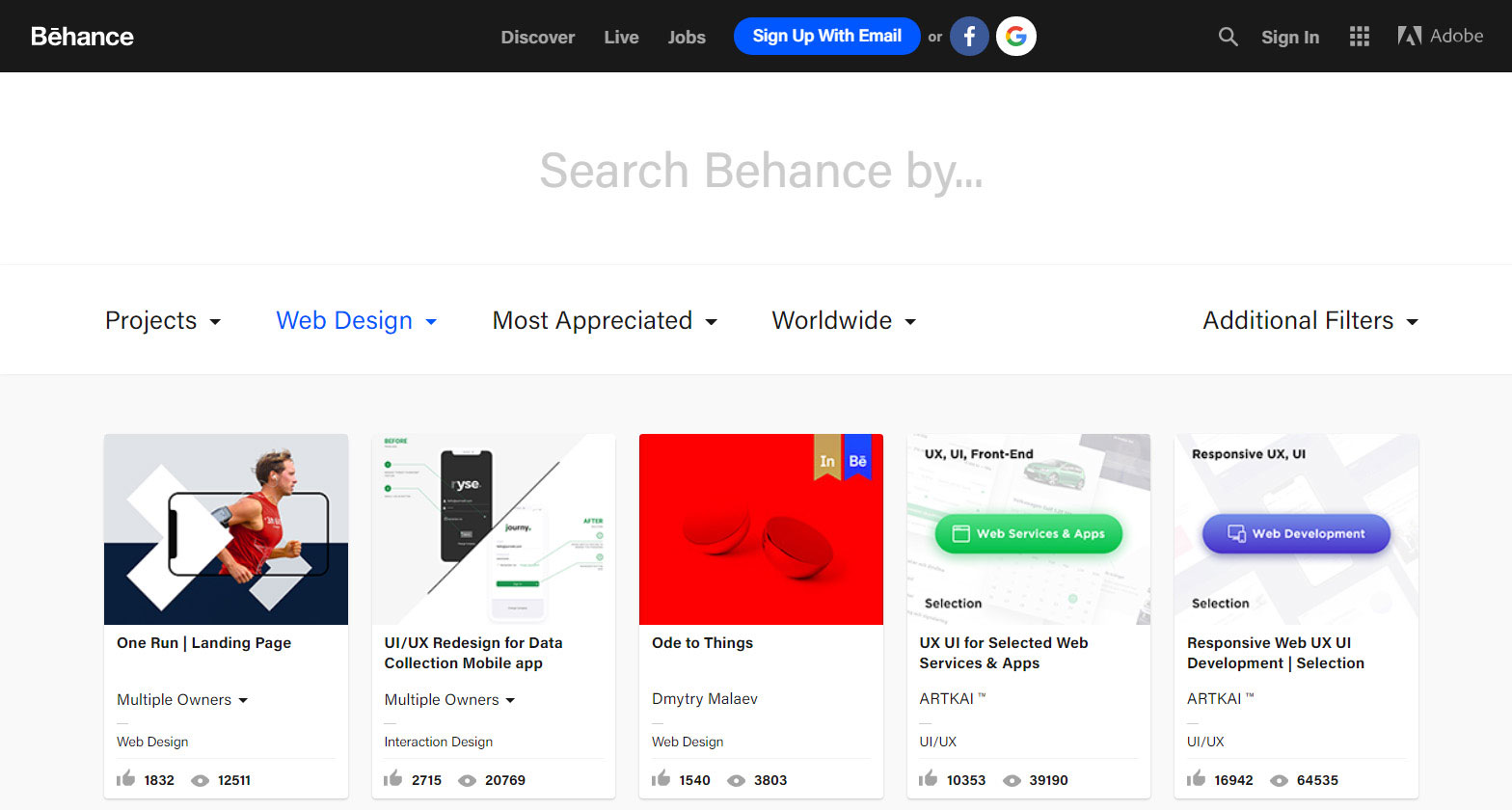 behance Website inspiration: where to look for the recent design trends