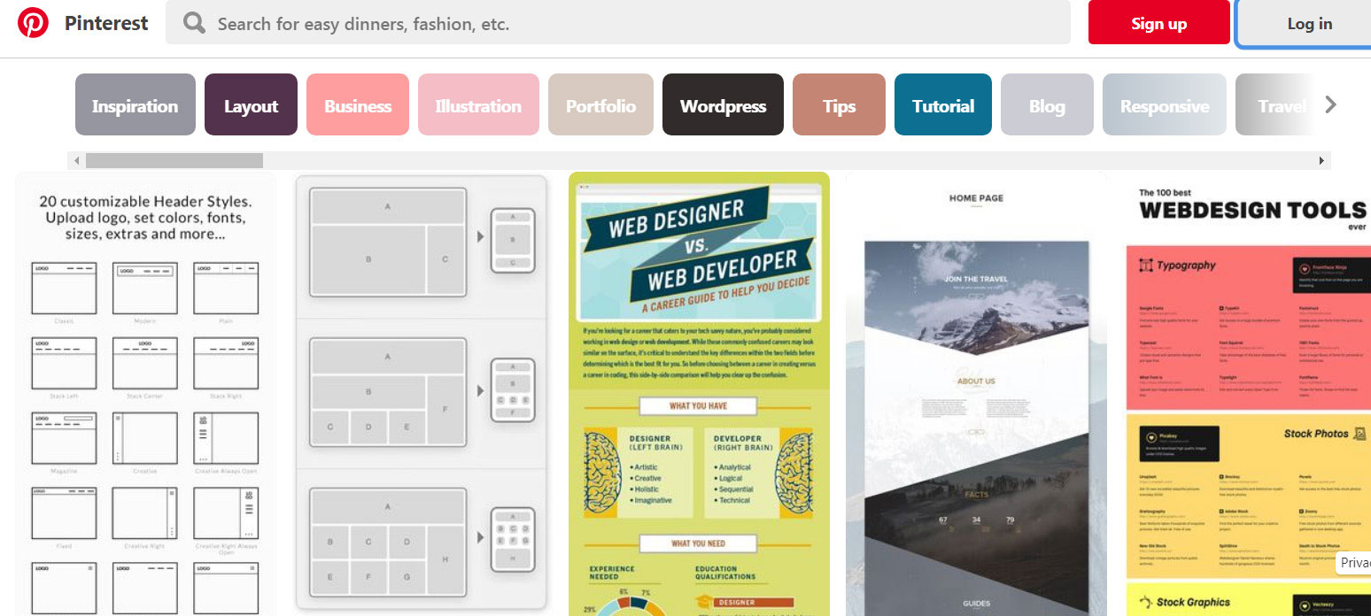 pinterest Website inspiration: where to look for the recent design trends