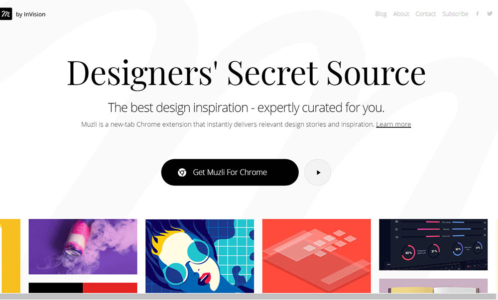 Muzli Google Chrome plugins and extensions for designers