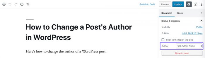 How to change the author in WordPress for a post