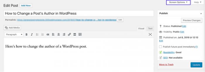 How to change the author in WordPress for a post