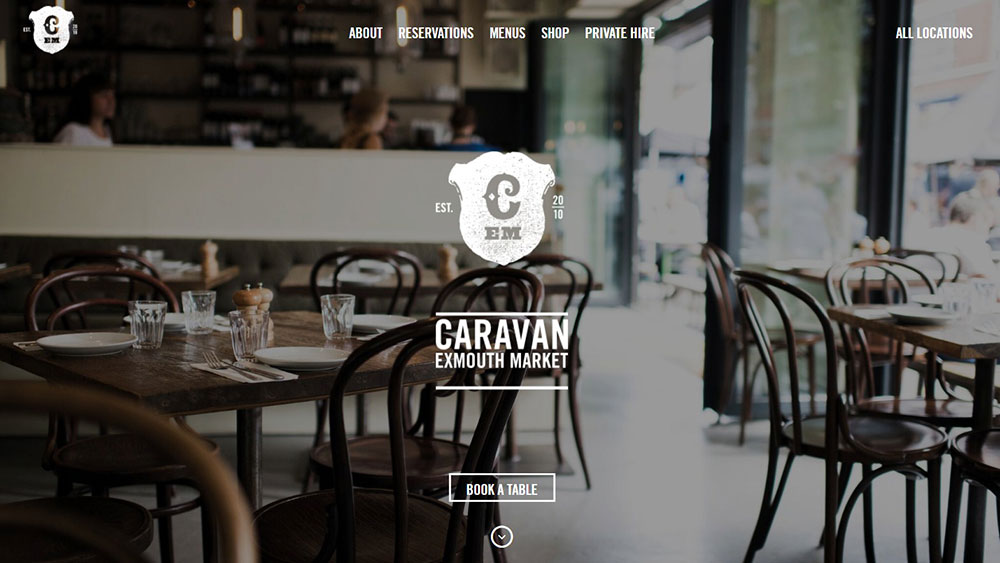 caravan The best restaurant websites with gorgeous web design