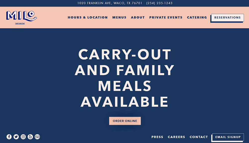 milo The best restaurant websites with gorgeous web design