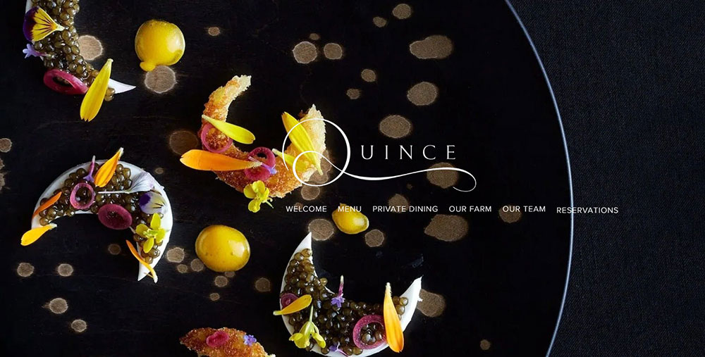 quince The best restaurant websites with gorgeous web design