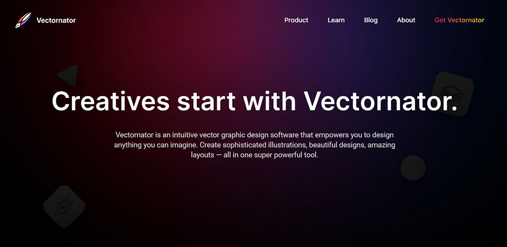 vectornator The Best Startup Websites That Impress With Their Design