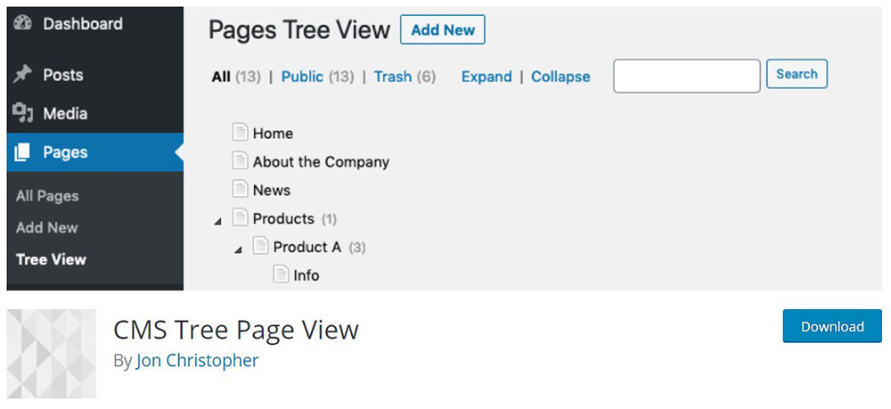 CMS-Tree-Page-View How To Reorder Pages In WordPress Easily