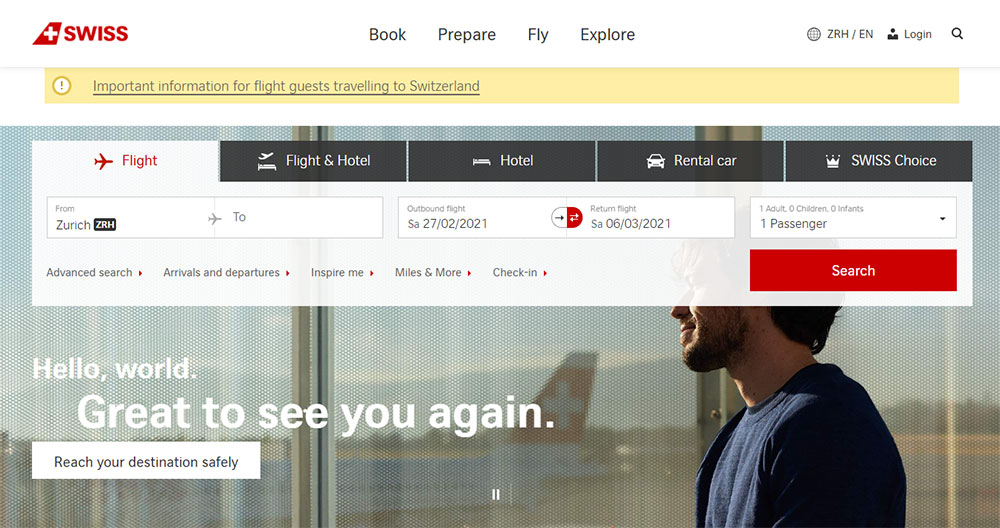 Swiss-Air Accessible Websites Examples To Inspire You