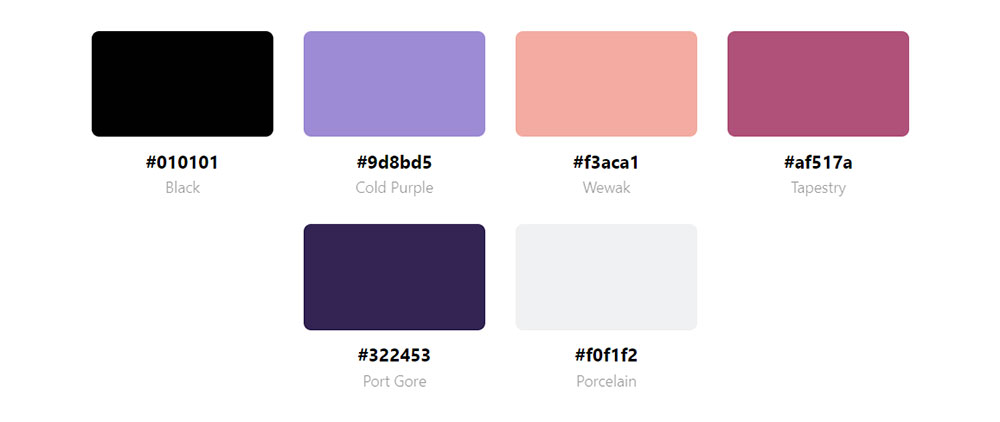 2D illustration of a warm color palette ranging from dark purple