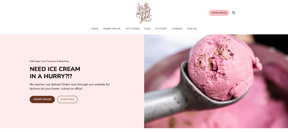 Ordering ice cream deals online