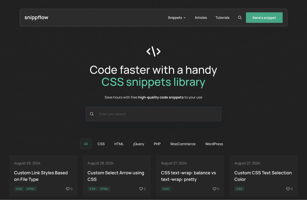 css snippets library