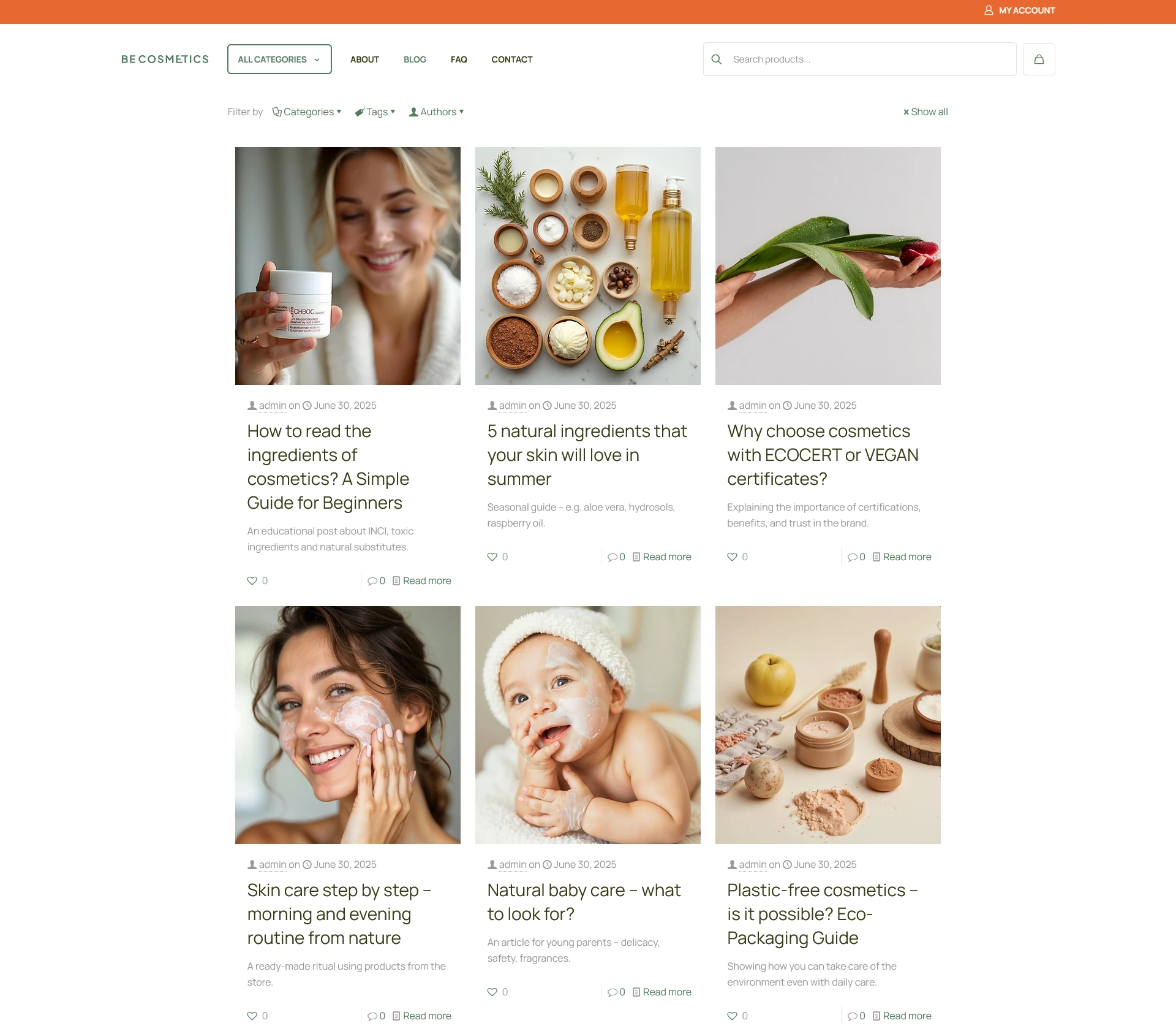 BeTheme Blog Layout on Cosmetics 4 Pre-built website without custom template nor Theme Options customization.