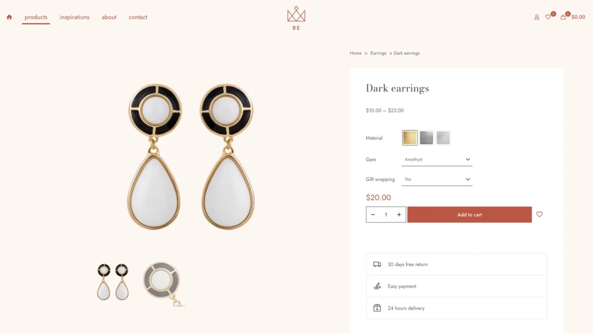 earrings with attribute swatches earrings with attribute swatches