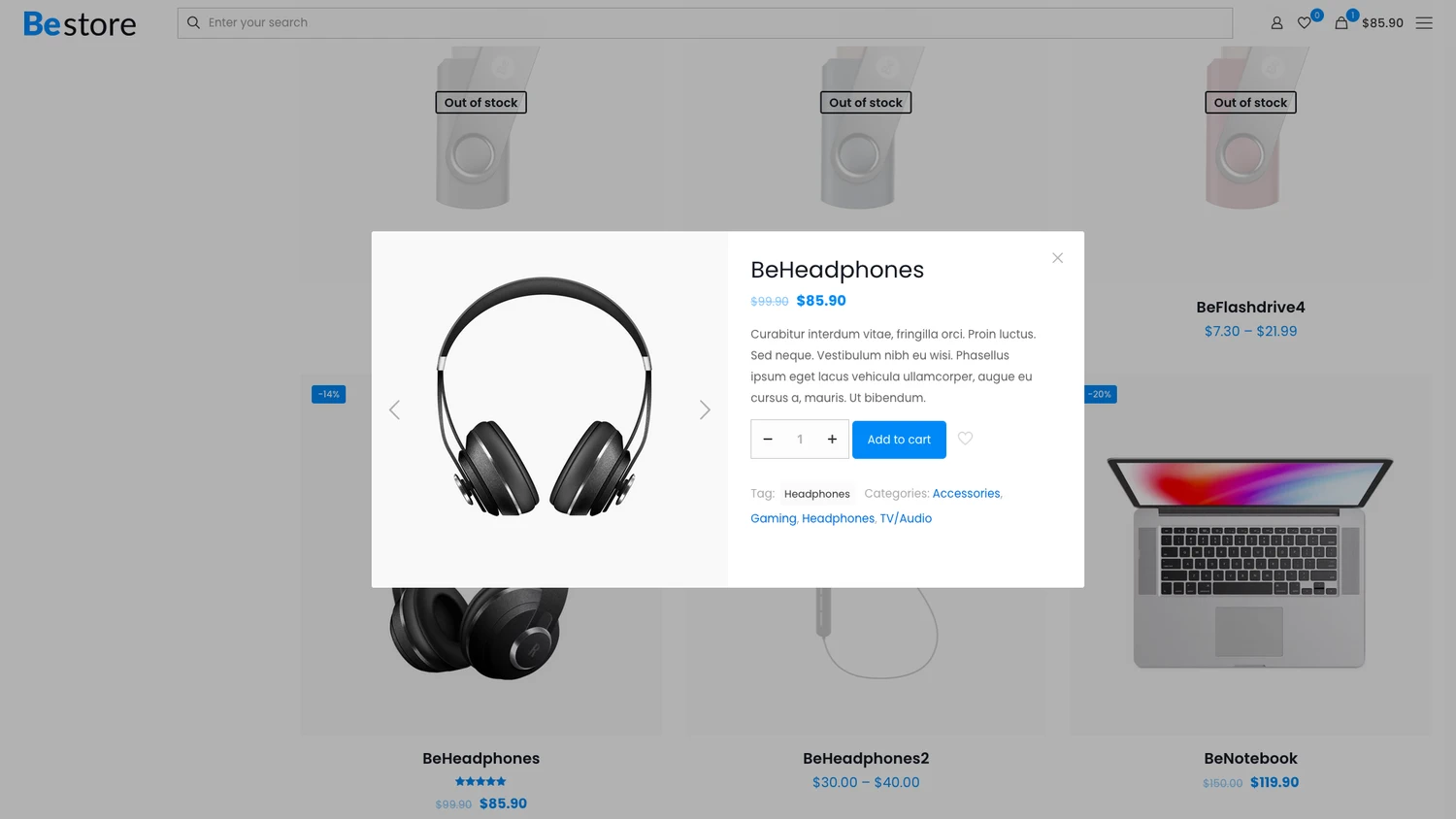 quick view on products list quick view on products list