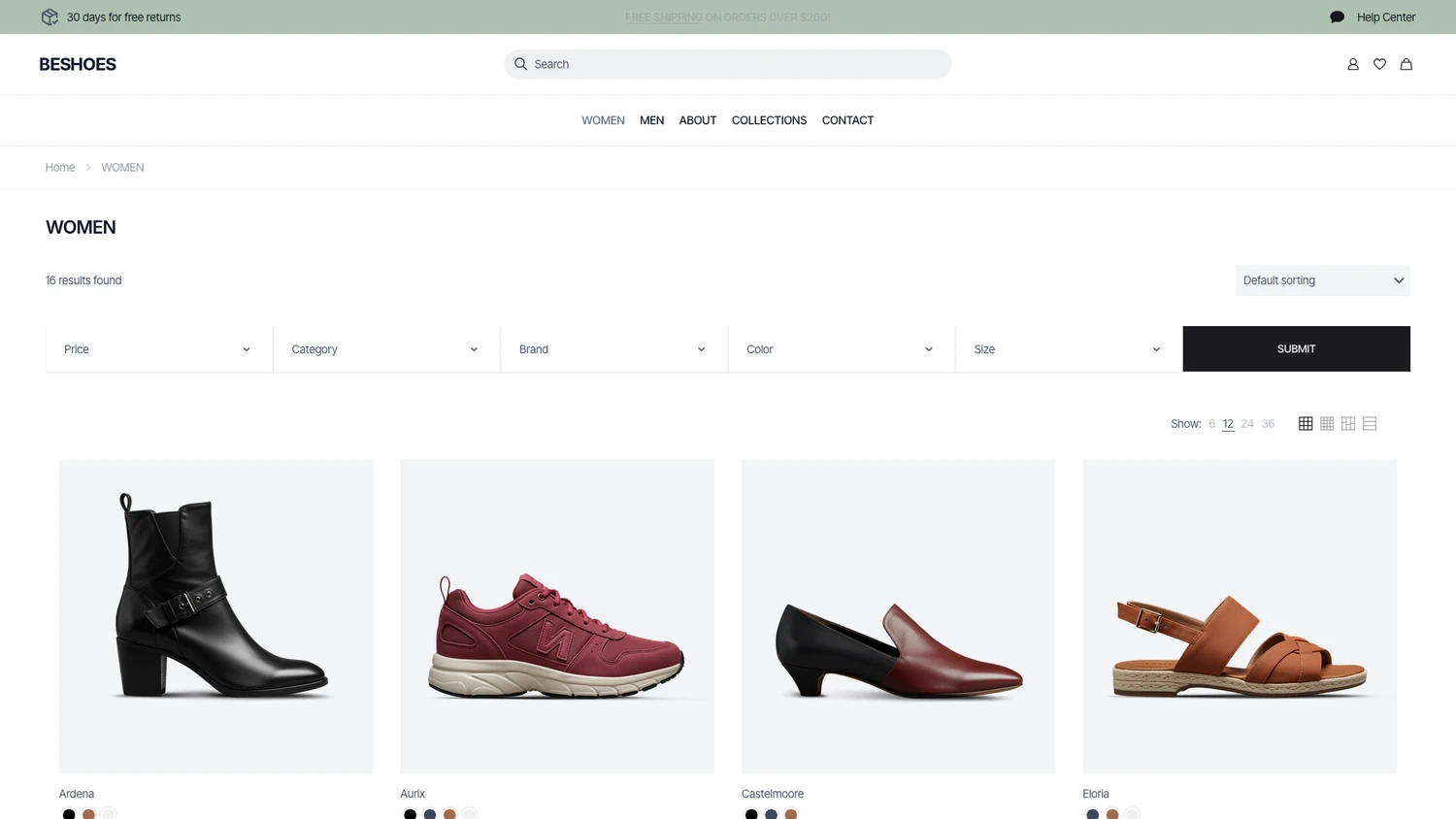 shoes store with AJAX filtering shoes store with AJAX filtering