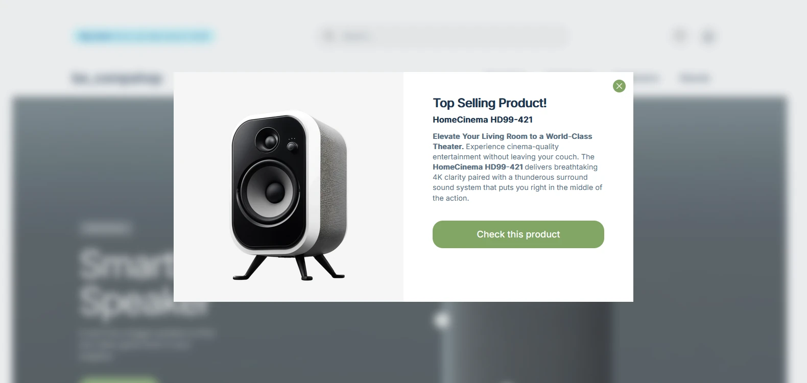 Popup wit highlighted popular product proposition made in BeTheme for Computer Shop 2 pre-built