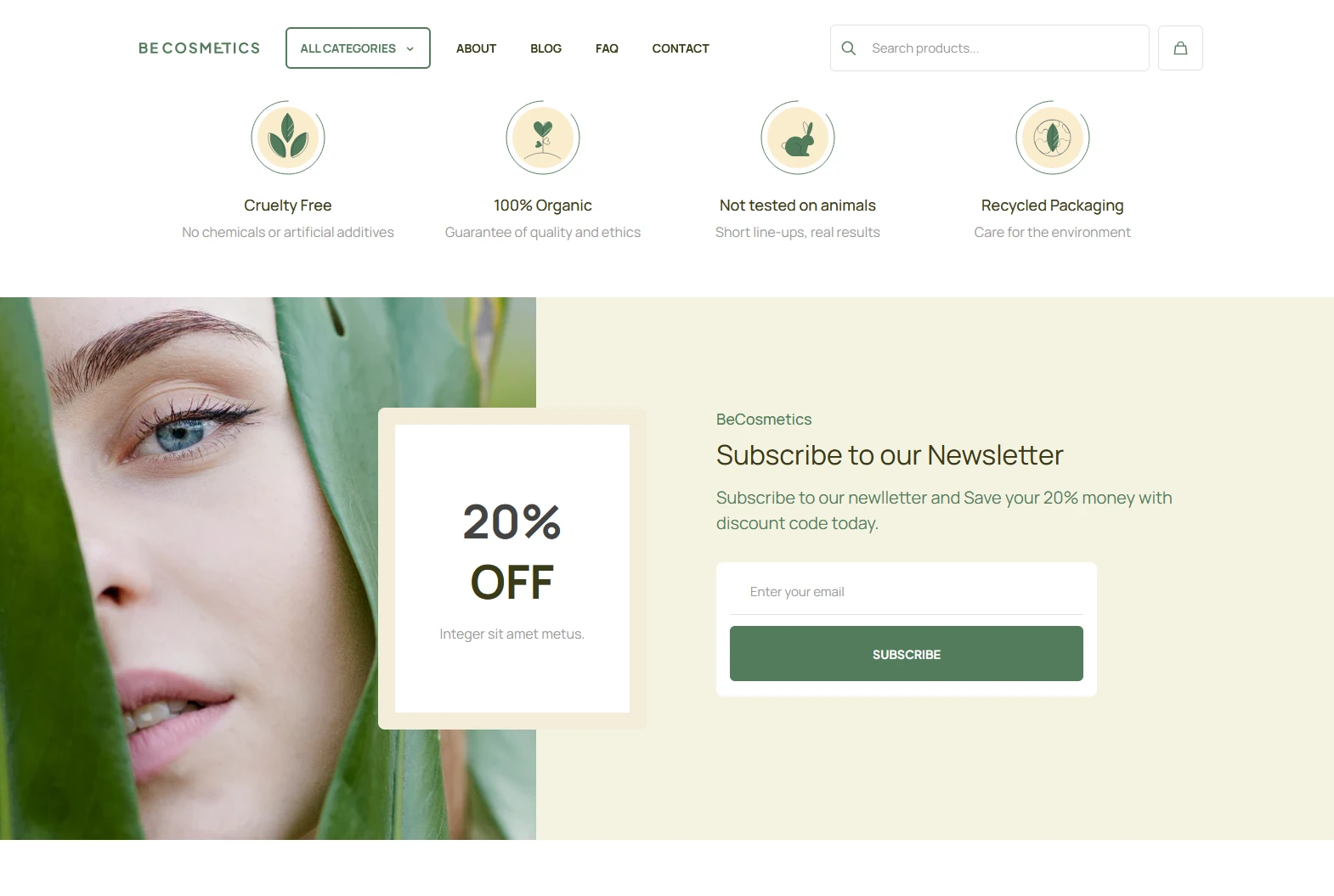 Call to Action Global Section - Subscribe to Newsletter from BeTheme pre-built website Cosmetics 4