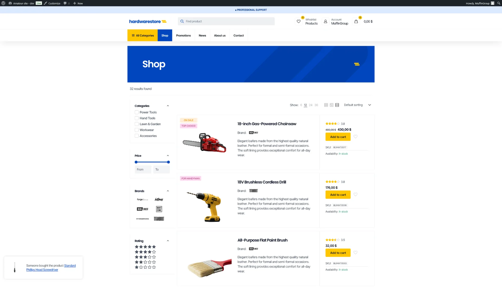 Screenshot of the Shop made in BeTheme with WooCommerce - Plugin for WordPress