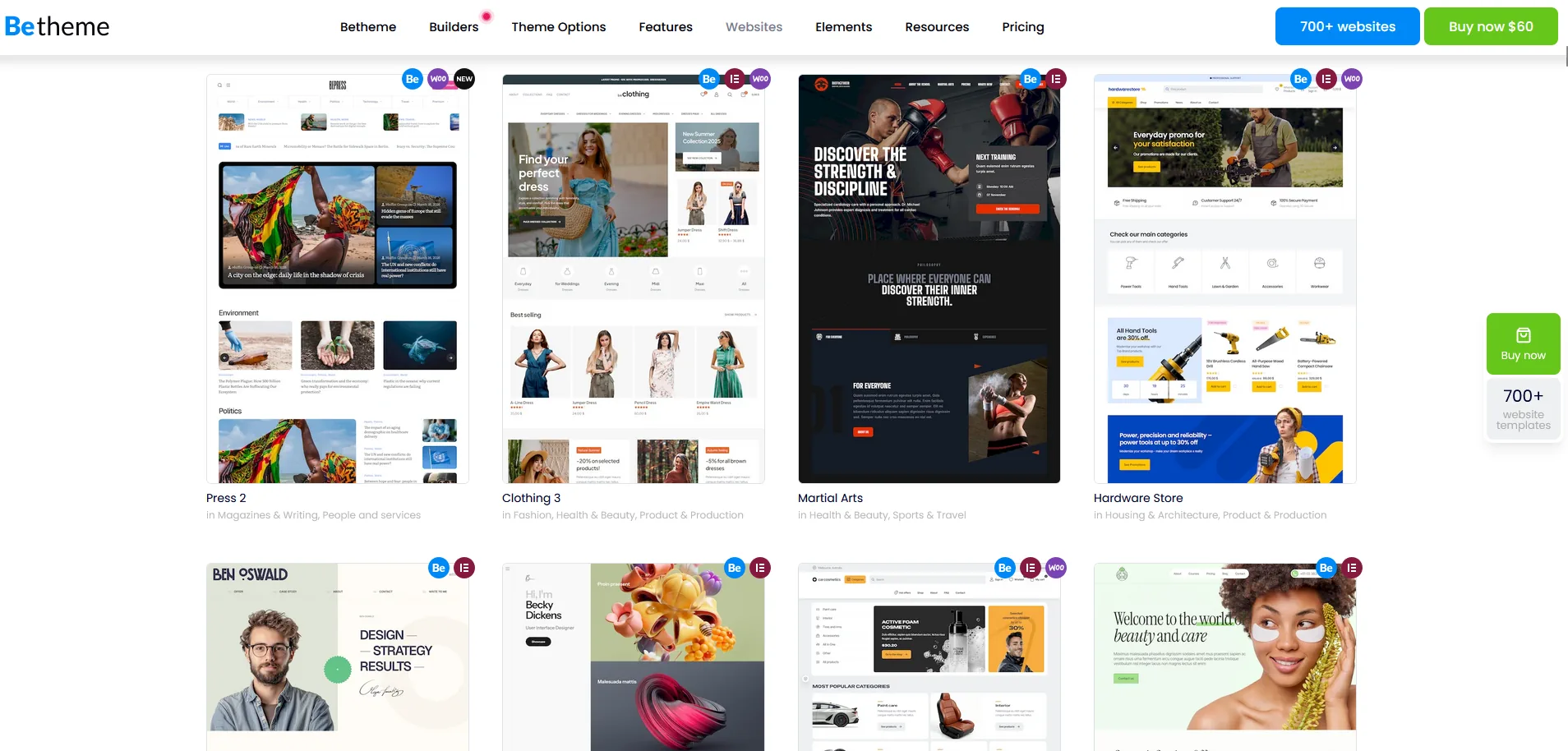 One of website costs? MuffinGroups BeTheme with their Pre-Built websites Showcase