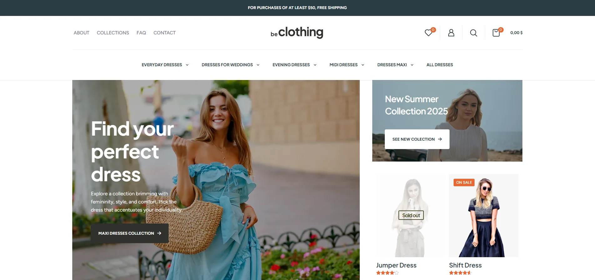 BeTheme's Pre-built website called Clothing 3 first view